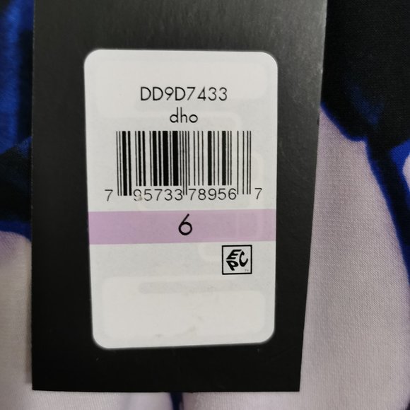 DKNY Dress Blue White Flower A Line Wrap Front - Picture 4 of 5